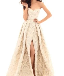 Formal Gowns Tarik Ediz - 50455 Strapless Sweetheart Jacquard A-line Dress