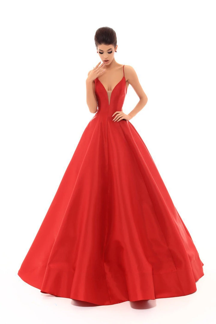 Formal Gowns Tarik Ediz - 50456 Plunging V-Neck Strappy Open Back Ballgown 6 Formal Gowns Tarik Ediz - 50456 Plunging V-Neck Strappy Open Back Ballgown