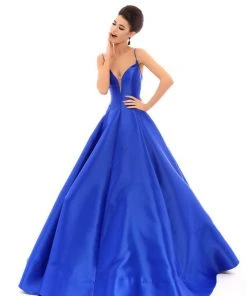 Formal Gowns Tarik Ediz - 50456 Plunging V-Neck Strappy Open Back Ballgown 9 Formal Gowns Tarik Ediz - 50456 Plunging V-Neck Strappy Open Back Ballgown