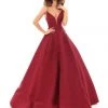 Formal Gowns Tarik Ediz - 50456 Plunging V-Neck Strappy Open Back Ballgown