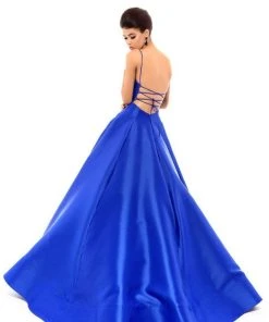 Formal Gowns Tarik Ediz - 50456 Plunging V-Neck Strappy Open Back Ballgown 10 Formal Gowns Tarik Ediz - 50456 Plunging V-Neck Strappy Open Back Ballgown
