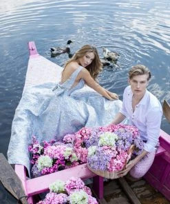 Formal Gowns Tarik Ediz - 50457 Embroidered Deep V-neck Ballgown 20 Formal Gowns Tarik Ediz - 50457 Embroidered Deep V-neck Ballgown