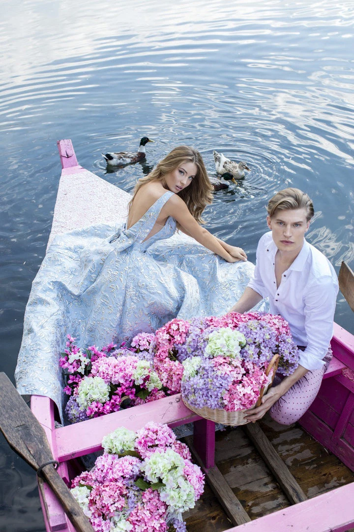 Formal Gowns Tarik Ediz - 50457 Embroidered Deep V-neck Ballgown 11 Formal Gowns Tarik Ediz - 50457 Embroidered Deep V-neck Ballgown