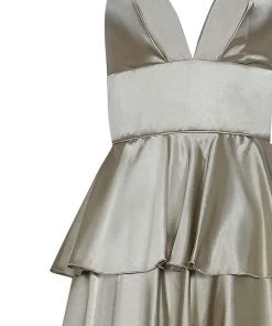 Formal Gowns Tarik Ediz - 50470 Plunging V-Neck Tiered A-Line Evening Gown