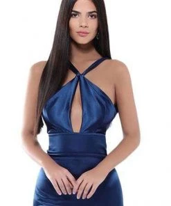 Tarik Ediz - 50471 Knotted Halter Neckline Gown Formal Gowns