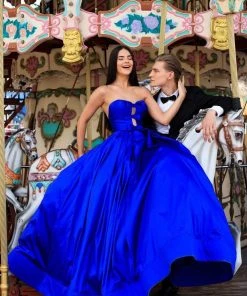 Tarik Ediz - 50478 Strapless Sweetheart Bow Accent Prom Gown Formal Gowns