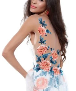 Tarik Ediz - 50494 Floral Patterned Mermaid Dress With Train Formal Gowns 9 Tarik Ediz - 50494 Floral Patterned Mermaid Dress With Train Formal Gowns