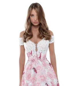 Formal Gowns Tarik Ediz - 50496 Floral Lace Plunging Off-Shoulder A-line Dress 7 Formal Gowns Tarik Ediz - 50496 Floral Lace Plunging Off-Shoulder A-line Dress