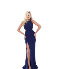 Tarik Ediz - 50499 Crisscross Strapped High Slit Sheath Gown Formal Gowns