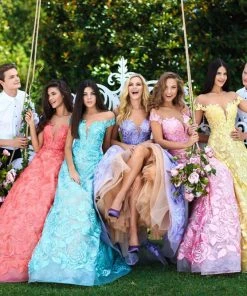 Formal Gowns Tarik Ediz - 50500 Floral Lace Appliqued A-Line Prom Gown