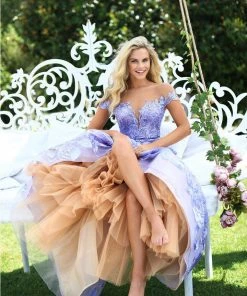 Formal Gowns Tarik Ediz - 50500 Floral Lace Appliqued A-Line Prom Gown