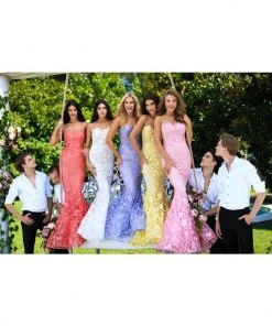 Formal Gowns Tarik Ediz - 50501 Strapless Illusion Floral Lace Mermaid Prom Gown