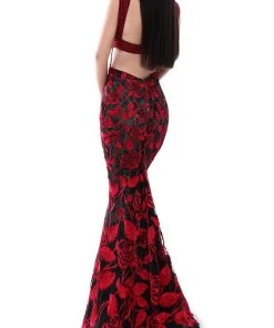 Formal Gowns Tarik Ediz - 50502 Embellished Floral Lace Mermaid Dress