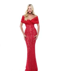 Formal Gowns Tarik Ediz - 50506 Ruched Off Shoulder Lace Mermaid Gown 7 Formal Gowns Tarik Ediz - 50506 Ruched Off Shoulder Lace Mermaid Gown