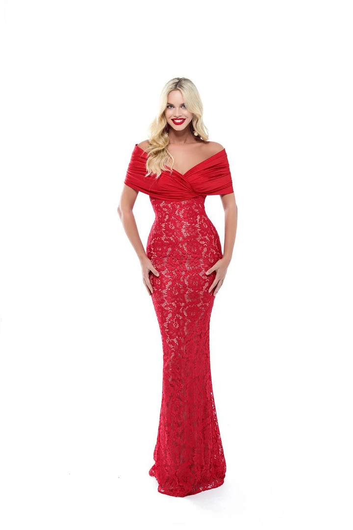 Formal Gowns Tarik Ediz - 50506 Ruched Off Shoulder Lace Mermaid Gown 5 Formal Gowns Tarik Ediz - 50506 Ruched Off Shoulder Lace Mermaid Gown