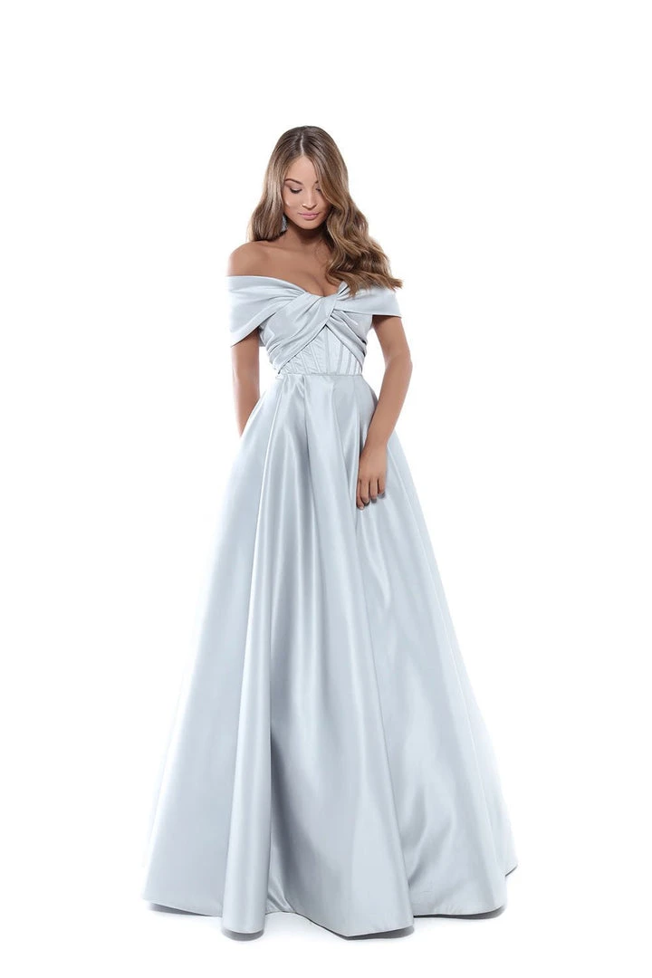 Tarik Ediz - 50508 Off Shoulder Corset Bodice Satin A-Line Gown Formal Gowns 6 Tarik Ediz - 50508 Off Shoulder Corset Bodice Satin A-Line Gown Formal Gowns