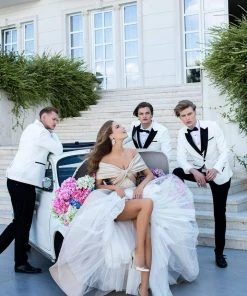 Tarik Ediz - 50508 Off Shoulder Corset Bodice Satin A-Line Gown Formal Gowns 13 Tarik Ediz - 50508 Off Shoulder Corset Bodice Satin A-Line Gown Formal Gowns