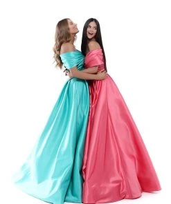 Tarik Ediz - 50508 Off Shoulder Corset Bodice Satin A-Line Gown Formal Gowns 10 Tarik Ediz - 50508 Off Shoulder Corset Bodice Satin A-Line Gown Formal Gowns