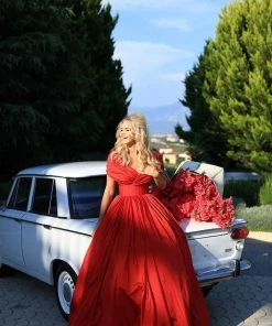 Tarik Ediz - 50511 Ruched Detailed Off Shoulder Ballgown Formal Gowns