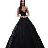 Tarik Ediz - 50539 Plunging V-Neck Lace Up Glitter Ballgown 2 Tarik Ediz - 50539 Plunging V-Neck Lace Up Glitter Ballgown