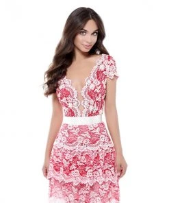 Tarik Ediz - 50545 Allover Lace Illusion Plunging Neck Cocktail Dress Cocktail Dresses 10 Tarik Ediz - 50545 Allover Lace Illusion Plunging Neck Cocktail Dress Cocktail Dresses