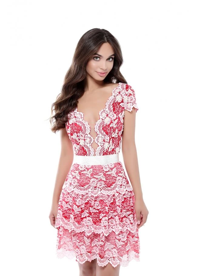 Tarik Ediz - 50545 Allover Lace Illusion Plunging Neck Cocktail Dress Cocktail Dresses 5 Tarik Ediz - 50545 Allover Lace Illusion Plunging Neck Cocktail Dress Cocktail Dresses