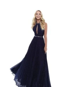 Formal Gowns Tarik Ediz - 50547 High Halter Plunging Cutout A-Line Gown