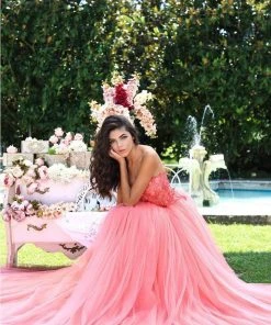 Tarik Ediz - 50555 Rose Embroidered Strapless Pleated Ballgown 8 Tarik Ediz - 50555 Rose Embroidered Strapless Pleated Ballgown