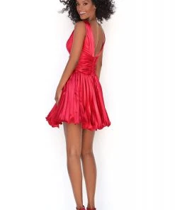 Cocktail Dresses Tarik Ediz - 50601 Ruched Plunging V-Neck Cocktail Dress