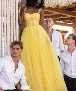 Formal Gowns Tarik Ediz - 50619 Floral Ornate Strapped Tulle A-Line Gown 15 Formal Gowns Tarik Ediz - 50619 Floral Ornate Strapped Tulle A-Line Gown