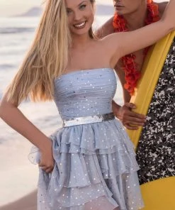 Formal Gowns Tarik Ediz - 50639 Tiered Ruffles Pleated Chiffon Strapless Hi-Lo Gown 11 Formal Gowns Tarik Ediz - 50639 Tiered Ruffles Pleated Chiffon Strapless Hi-Lo Gown