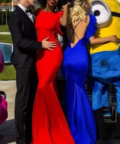 Formal Gowns Tarik Ediz - 50650 High Scoop Neck Open Back Jersey Mermaid Dress