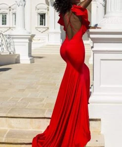 Formal Gowns Tarik Ediz - 50650 High Scoop Neck Open Back Jersey Mermaid Dress