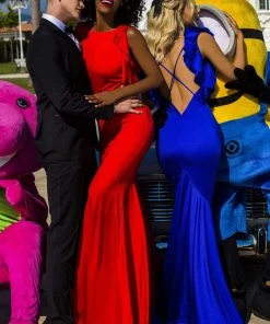 Formal Gowns Tarik Ediz - 50650 High Scoop Neck Open Back Jersey Mermaid Dress