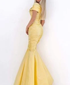 Formal Gowns Tarik Ediz - 50656 Short Sleeve Shirred Taffeta Trumpet Gown 6 Formal Gowns Tarik Ediz - 50656 Short Sleeve Shirred Taffeta Trumpet Gown