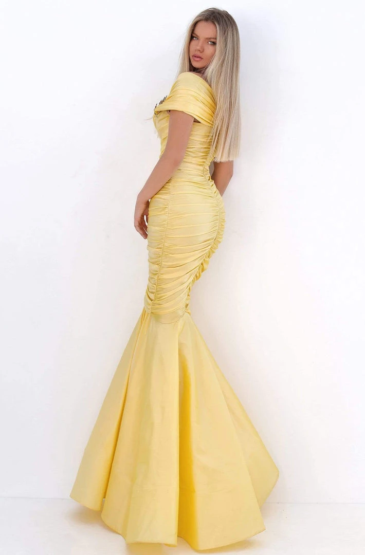 Formal Gowns Tarik Ediz - 50656 Short Sleeve Shirred Taffeta Trumpet Gown 4 Formal Gowns Tarik Ediz - 50656 Short Sleeve Shirred Taffeta Trumpet Gown