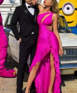 Tarik Ediz - 50666 Asymmetrical Cutout Bodice High Low Gown