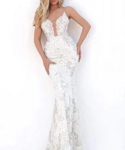 Tarik Ediz - 50667 Plunging V-Neck Dress With Overskirt