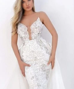 Tarik Ediz - 50667 Plunging V-Neck Dress With Overskirt 12 Tarik Ediz - 50667 Plunging V-Neck Dress With Overskirt