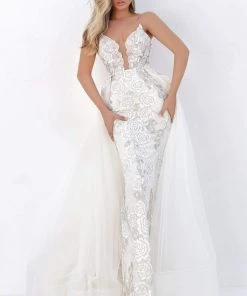 Tarik Ediz - 50667 Plunging V-Neck Dress With Overskirt 10 Tarik Ediz - 50667 Plunging V-Neck Dress With Overskirt