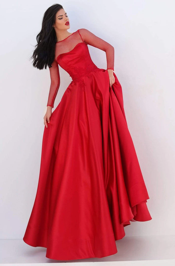 Formal Gowns Tarik Ediz - 50679 Net Long Sleeve Pleated Ballgown 5 Formal Gowns Tarik Ediz - 50679 Net Long Sleeve Pleated Ballgown