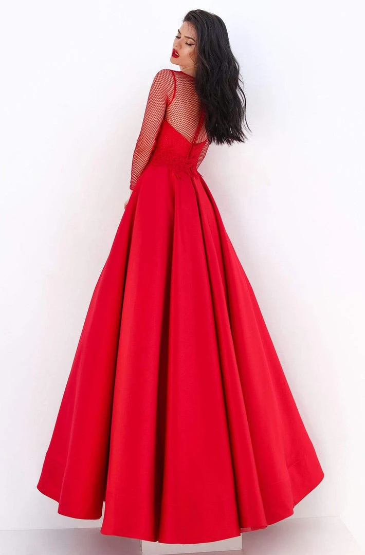 Formal Gowns Tarik Ediz - 50679 Net Long Sleeve Pleated Ballgown 4 Formal Gowns Tarik Ediz - 50679 Net Long Sleeve Pleated Ballgown