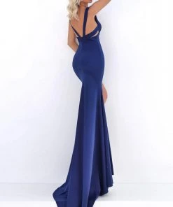 Tarik Ediz - 50691 V-Neckline High-Slit Sheath Dress 5 Tarik Ediz - 50691 V-Neckline High-Slit Sheath Dress