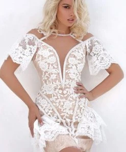 Tarik Ediz - 50706 Illusion Lace Short Sheath Dress