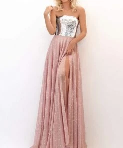 Formal Gowns Tarik Ediz - 50708 Straight-Across Sequined A-Line Dress