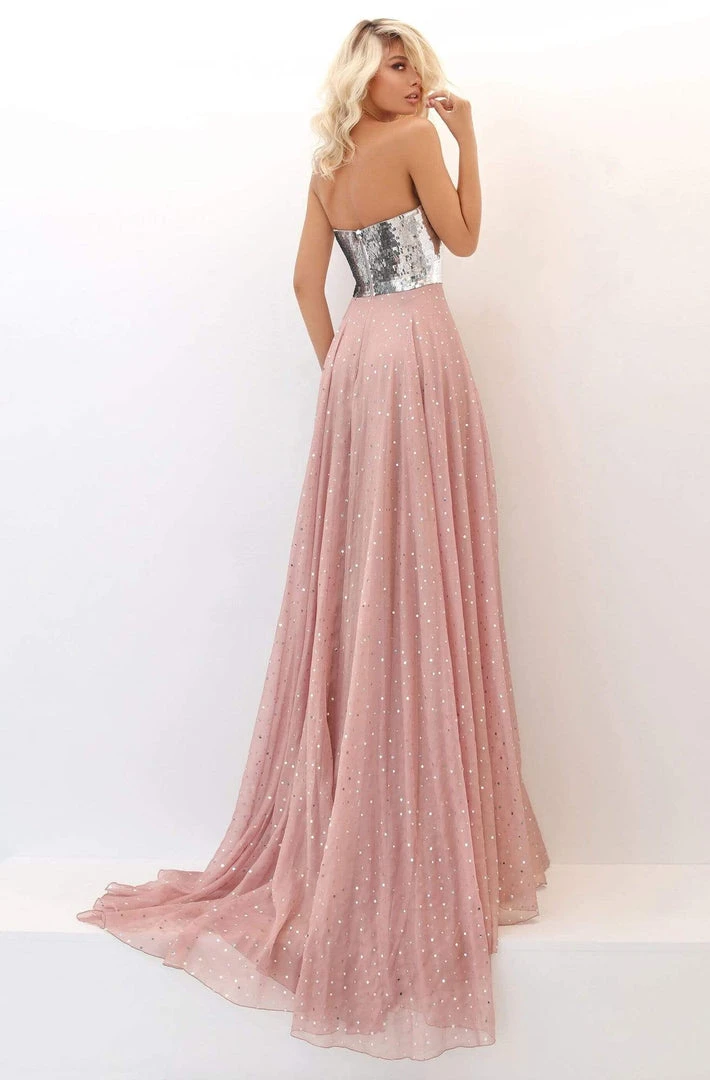 Formal Gowns Tarik Ediz - 50708 Straight-Across Sequined A-Line Dress 4 Formal Gowns Tarik Ediz - 50708 Straight-Across Sequined A-Line Dress