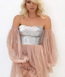 Tarik Ediz - 50733 Strapless Sequined A-line Dress