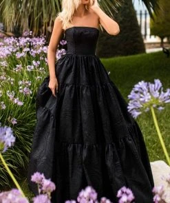 Formal Gowns Tarik Ediz - 50759 Straight Neck Jacquard Ballgown