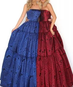 Formal Gowns Tarik Ediz - 50759 Straight Neck Jacquard Ballgown