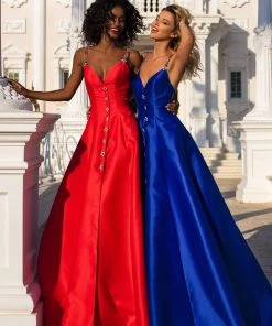 Tarik Ediz - 50766 Embellished Plunging V-neck A-line Gown Formal Gowns 10 Tarik Ediz - 50766 Embellished Plunging V-neck A-line Gown Formal Gowns